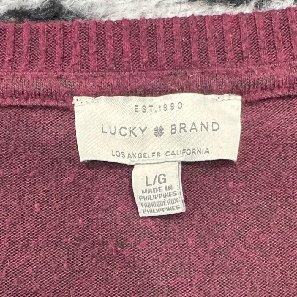 Lucky Brand Women's V-Neck Sweater - Burgundy Wine